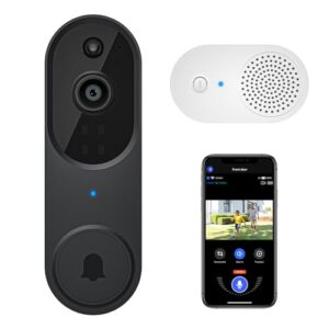 Guggre 1080P Video Doorbell Camera, Smart Human Detection, Cloud Storage, Chime Included, Live View, 2-Way Audio, IR Night Vision, Wide-Angle Lens, Indoor/Outdoor Surveillance