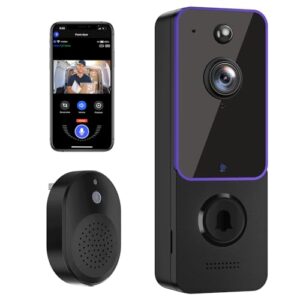 Occuwave Smart Video Doorbell Camera Wireless with Chime Ringer, AI Human Detection, Cloud Storage, Night Vision, Battery Powered, Live View, Indoor/Outdoor Surveillance, 2-Way Audio, 2.4G WiFi