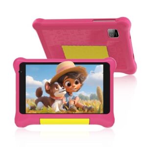 Freeski Kid Tablet 7-Inch Android 12 Tablet for Kids, 2G RAM 32G ROM, Quad Core Processor, Kidoz Preinstalled, Parental Control- Educational and Entertaining Tablet for Kid (Pink)