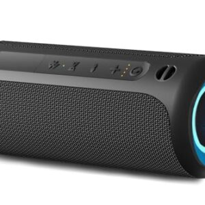 Portable Speaker, Wireless Bluetooth Speaker, IPX7 Waterproof, 25W Loud Stereo Sound, Bassboom Technology, TWS Pairing, Built-in Mic, 16H Playtime with Lights for Home Outdoor - Black